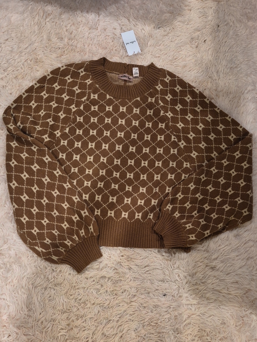 Chunky Brown Geo-Pattern Women's Sweater